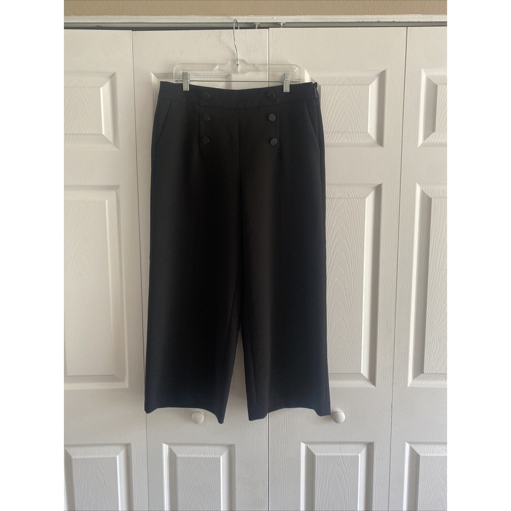 Karl Lagerfeld Paris Sailor Culotte Womens Size 12 Black Wide Leg Crop Trousers